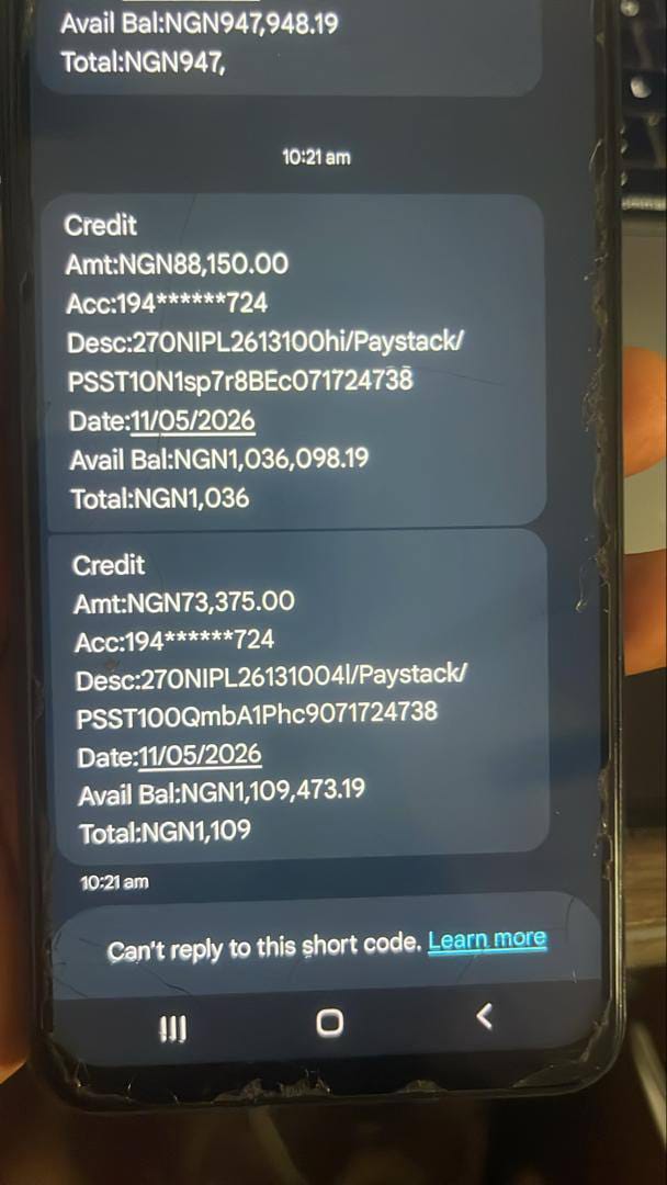 Bank SMS credit alerts