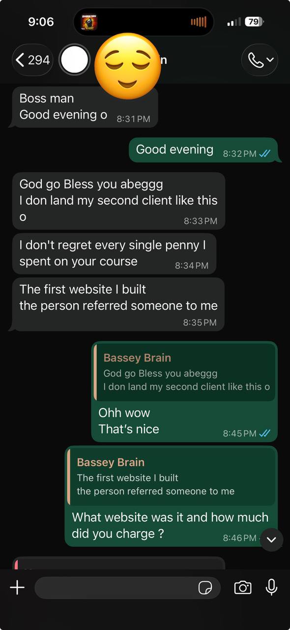 WhatsApp conversation with a student, part 1