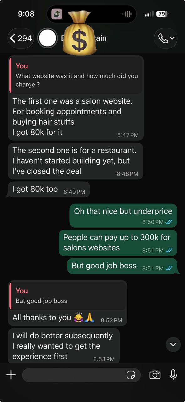 WhatsApp conversation with a student, part 2